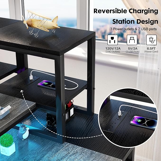39.4'' Gaming Desk with LED and Storage Shelves, 39 Computer Desk with Long Monitor Stand, Small Desk for Small Space, Simple Study Student Writing Desk, Laptop Table for Home Office, Grey - LeafyLoom