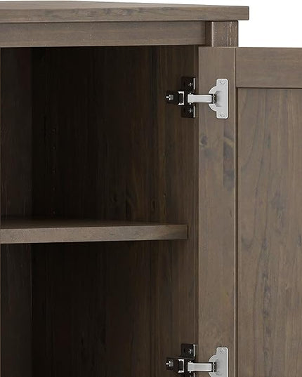 SIMPLIHOME Ela SOLID WOOD Wide Transitional Media Stand for TVs up to 80 inches for The Living Room and Entertainment Center, 72 inch, Smoky Brown - LeafyLoom