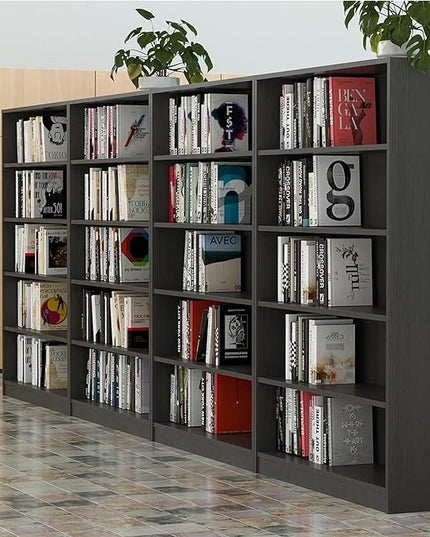 Farini 5 shelf boockase Display Bookcase Freestanding Wooden Bookshelves for Home Office Living Room,60 Inch Height,Grey - LeafyLoom