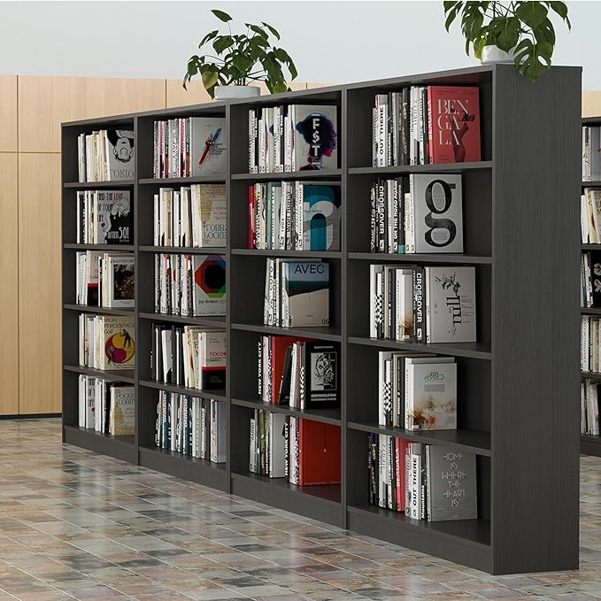 Farini 5 shelf boockase Display Bookcase Freestanding Wooden Bookshelves for Home Office Living Room,60 Inch Height,Grey - LeafyLoom