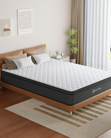 Queen Mattress, 12 INCH Queen Size Hybrid Mattress in a Box with Gel Memory Foam, Medium Firm Support, Pressure Relief, Motion Isolation, CertiPUR-US - LeafyLoom