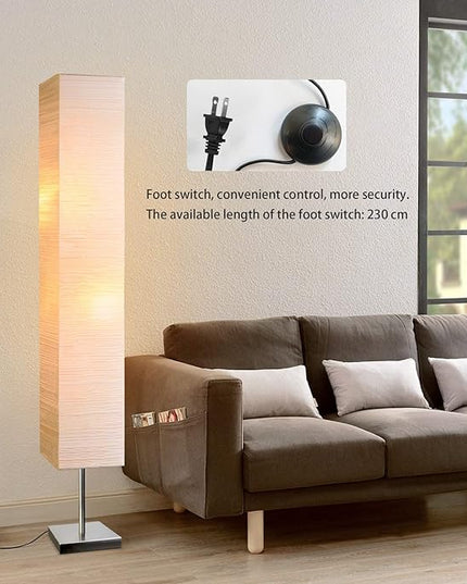 Modern Floor Lamp, Dimmable 3 Levels Brightness Paper Tall Lamp Standing Lamps with Lampshade, 55'' Minimalist Floor Lamps for Office, Kids Room, Reading, Home Decor (Off White) - LeafyLoom
