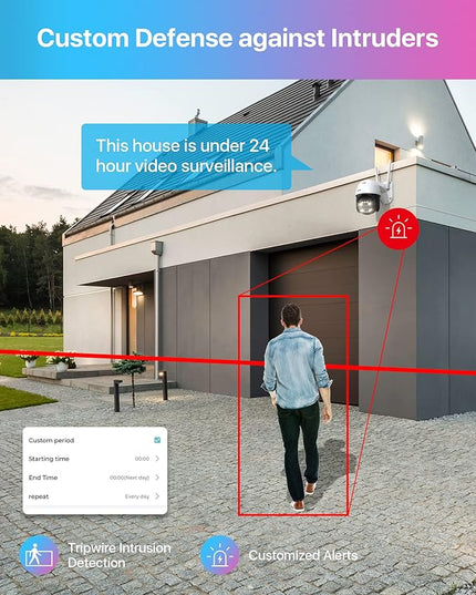 ZOSI 3K 5MP Pan/Tilt WiFi Security Camera, C296 Plug-in Home Surveillance Camera Outdoor, Person Vehicle Detection, Human Tracking, Night Vision, 2 Way Audio, Floodlight Siren, Cloud & SD Card Storage ZOSI