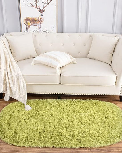 Noahas Ultra Soft Fluffy Bedroom Rugs Kids Room Carpet Modern Shaggy Area Rugs Home Decor 2.6' X 5.3', Green - LeafyLoom