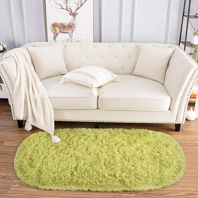 Noahas Ultra Soft Fluffy Bedroom Rugs Kids Room Carpet Modern Shaggy Area Rugs Home Decor 2.6' X 5.3', Green - LeafyLoom
