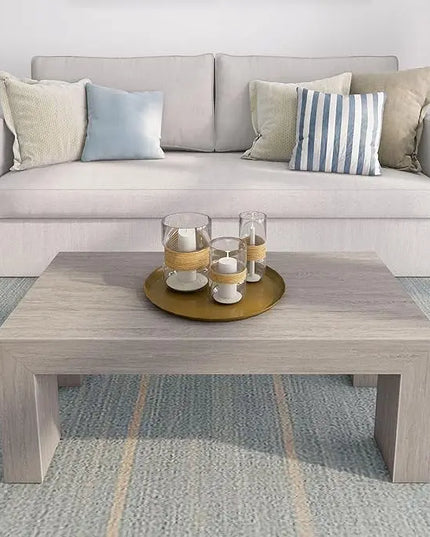 Plank+Beam Modern Rectangular Coffee Table, Solid Wood, 40 Inch, Rectangle Coffee Table for Living Room, Mini Center Tables for Small Spaces, Small Living Space Tea Table, Seashell Wirebrush - LeafyLoom