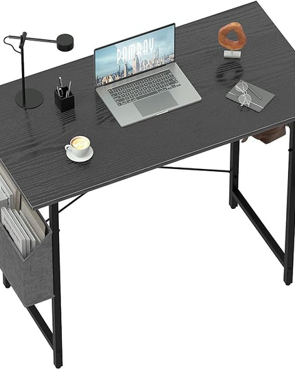 Pamray 32 Inch Computer Desk for Small Spaces with Storage Bag, Home Office Work Desk with Headphone Hook, Small Office Desk Study Writing Table - LeafyLoom