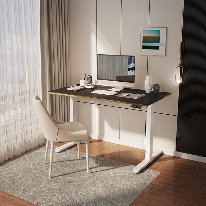 AIMEZO 71" W Standing Desk Frame, Dual Motor Electric Height Adjustable Sit Stand Desk Frame with 4 Memory Preset Button, USB Charging Port for Home Office (3 Tier Legs, White) - LeafyLoom