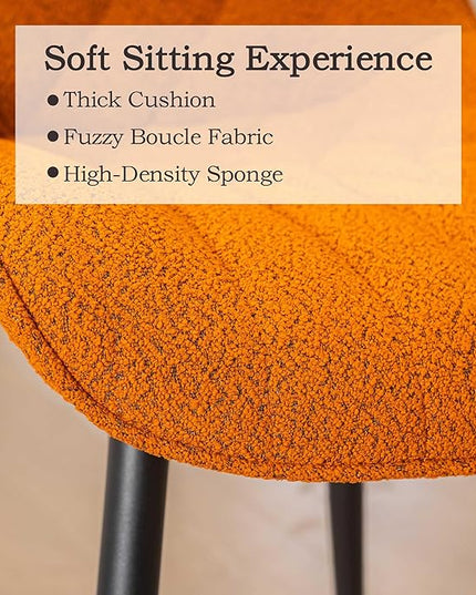 Elegant Dining Chair with Soft Padded Seat Armless Upholstered Kitchen Chairs Velvet Dining Table Chair with Curved Backrest for Kitchen Bedroom Side Dining Room, Set of 2, Orange - LeafyLoom