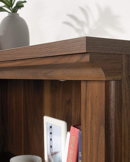 Sauder Miscellaneous Storage Bookcase/ Book shelf, L: 35.28" x W: 13.23" x H: 43.78", Grand Walnut finish - LeafyLoom