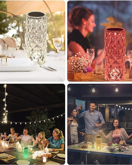 BGFHome Crystal Table Lamp RGB Color Changing Night Light ，Romantic LED Rose Diamond Touch Lamps for Living Room (Remote & Touch - LeafyLoom