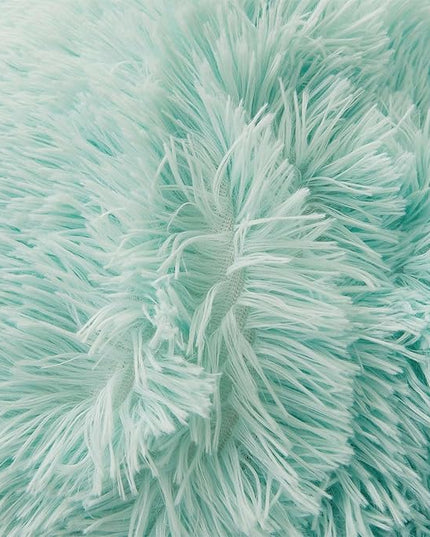Fluffy mint green comforters Cover twin size - Ultra Soft Plush bedding Sets 2 Pieces (1 faux fur comforter Cover + 1 fuzzy pillow case) girls shaggy green twin bed set (Mint Green, Twin) - LeafyLoom
