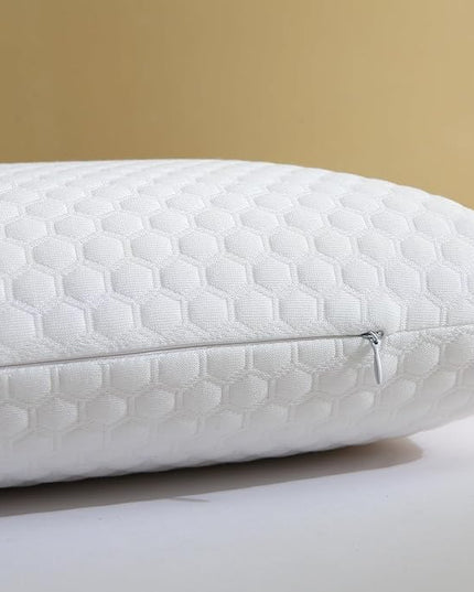 Memory Foam Bed Pillows, Pillow for Side and Back Sleeper, Pillow for Neck Pain Relief, Washable Removable Cover, Soft, White (Bag-Standard) - LeafyLoom