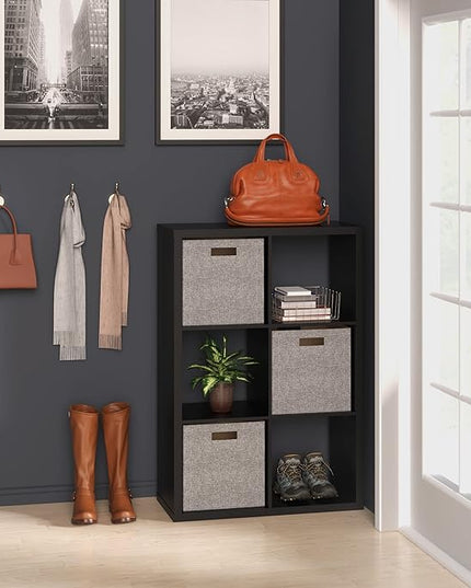ClosetMaid 6 Cube Storage Shelf Organizer Bookshelf with Open Back, Vertical or Horizontal, Easy Assembly, Wood, Black Finish - LeafyLoom