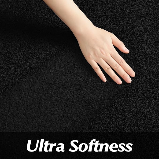 Round Area Rugs for Bedroom Living Room, 4x4 Black Super Soft Comfy Thickened Memory-Foam Indoor Circle Carpet, Modern Aesthetic Minimalist Carpet for Boys Girls Adults Nursery Home Décor - LeafyLoom
