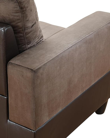 ROOMTEC 3 Piece L Shaped Sectional Sofa Set with Storage Ottoman, Right Facing Chaise Longue, Reversible Backrest w/ 2 Cup Holders, Flannel Tufted Cushions, for Living Room, Dark Brown - LeafyLoom