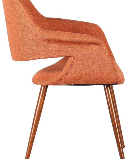Armen Living Phoebe Mid-Century Modern Fabric Upholstered Dining Chair for Kitchen Table Office Desk Vanity, 24D x 25W x 33H Inch, Orange - LeafyLoom