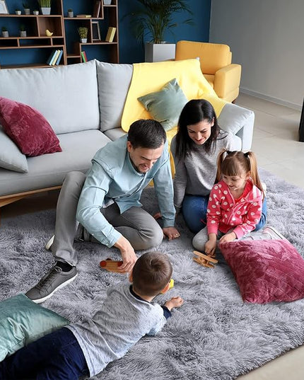 AROGAN Soft Rainbow Area Rugs for Girls Room 4x6 Feet, Fluffy Girls Bedroom Rugs, Princess Rug, Cute Colorful Carpet for Kids Teens Nursery Toddler, Grey - LeafyLoom