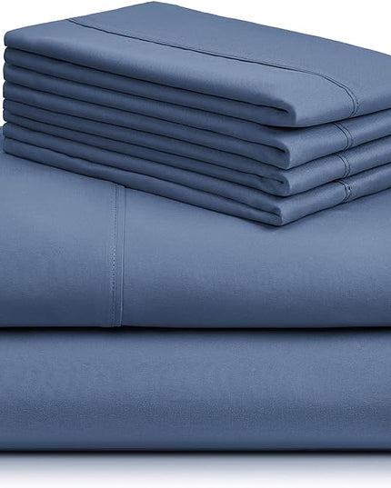 LuxClub 6 PC King Sheet Set, Breathable Luxury Bed Sheets, Deep Pockets 18" Wrinkle Free Cooling Bed Sheets Machine Washable Hotel Bedding Silky Soft - Oxford King - LeafyLoom