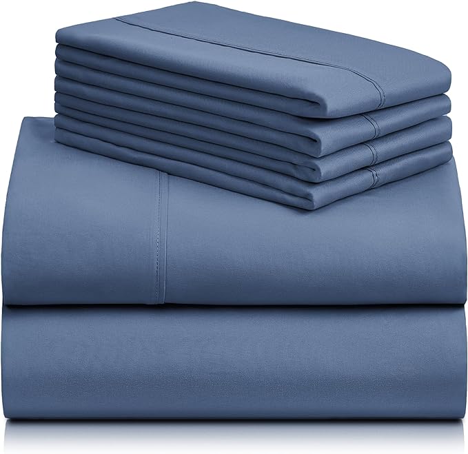 LuxClub 6 PC King Sheet Set, Breathable Luxury Bed Sheets, Deep Pockets 18" Wrinkle Free Cooling Bed Sheets Machine Washable Hotel Bedding Silky Soft - Oxford King - LeafyLoom