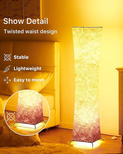 chiphy Floor Lamp, 52" Tall Standing Lamp, 3 Levels Adjustable Brightness LED Bulbs, Column Floor Light, Purple Gradient Fabric Lampshade, Home Decor for Living Room, Bedroom, Kids Room - LeafyLoom