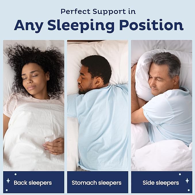 Snuggle-Pedic Adjustable Cooling - Shredded Memory Foam Pillows for Side, Stomach & Back Sleepers - Fluffy or Firm - Keeps Shape - College Dorm Room Essentials for Girls and Guys - Queen - LeafyLoom