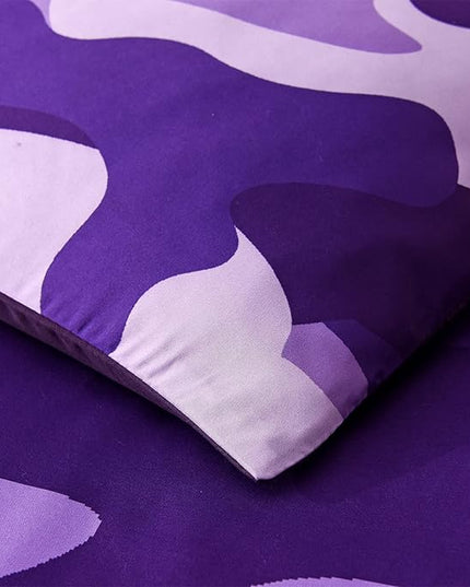 Meeting Story Camouflage Bedding Set, Colorful Pattern Queen Camouflage Comforter Set, 3 PCS One Comforter and Two Pillowcases in One Bag, All Season Bedspread for Teens Adults (Purple, King) - LeafyLoom