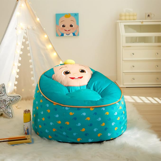 Idea Nuova Cocomelon Hillside by pod Kids Plush Bean Bag Chair, 24"x24"x25,Ages 3+ - LeafyLoom