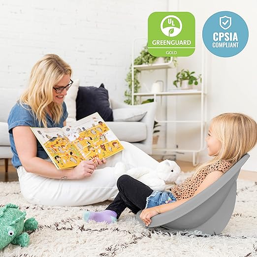 ECR4Kids Leaf Floor Seat, Rocker Chair, Light Grey, 6-Piece - LeafyLoom