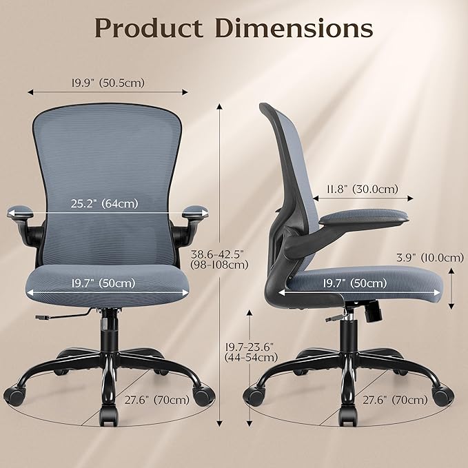 FelixKing Office Chair, Ergonomic Desk Chairs with Wheels Home Mesh Chair Adjustable Lumbar Support and Height, Ergo Chair for Working Gaming Use (Dark Gray) - LeafyLoom