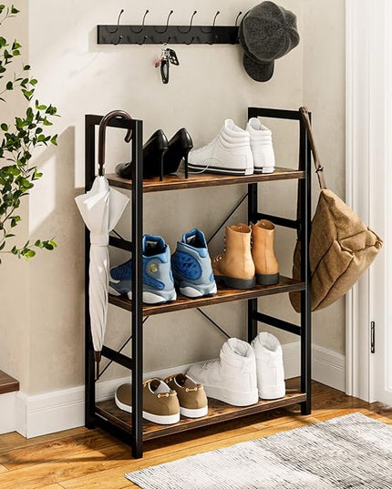 NUMENN 3 Tier Bookshelf, Bookcase Shelf Storage Organizer, Modern Book Shelf for Bedroom, Living Room and Home Office, Vintage - LeafyLoom
