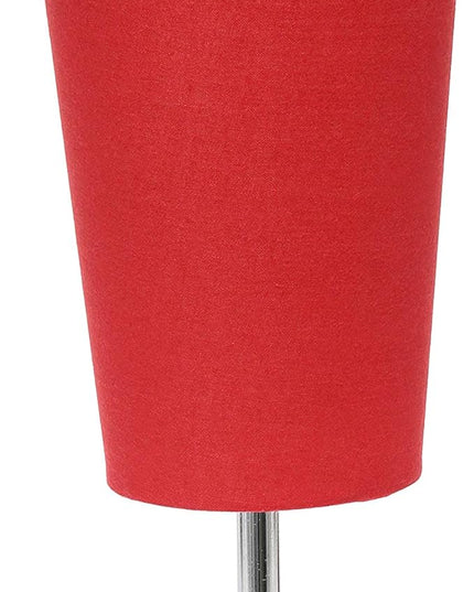 Simple Designs LT2061-RED Mini Chrome Angled Fabric Shade Table Lamp, Red - LeafyLoom