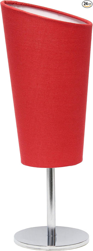 Simple Designs LT2061-RED Mini Chrome Angled Fabric Shade Table Lamp, Red (Pack of 24) - LeafyLoom