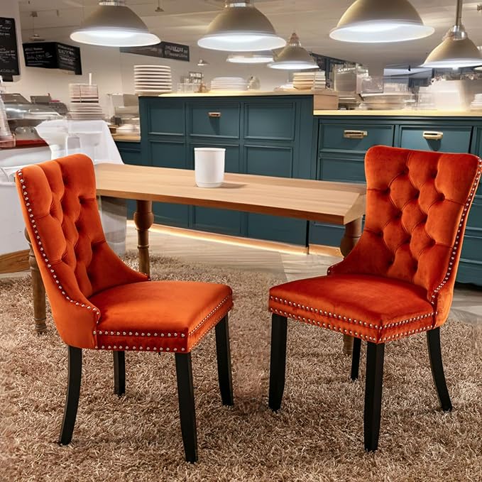 NicBex Haerin-SD-00094-LWJ Dining Chairs, 25.5"x19.7"x37.4", Orange - LeafyLoom