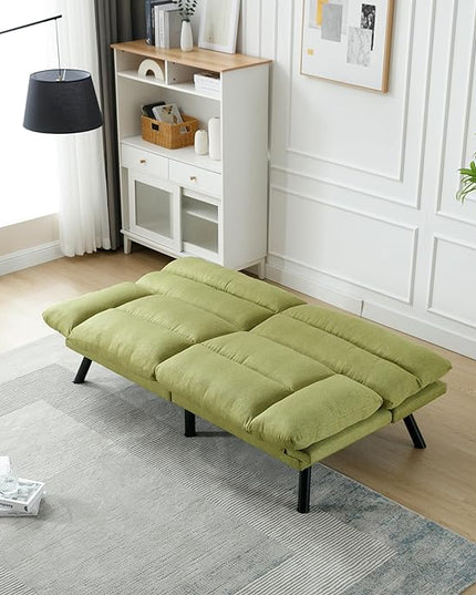 70.08" Modern Upholstered 2 Seaters Soft with Metal Feet,Accent Deep Seat Loveseat Double Sofas Couch w/Convertible Bed,for Dorm,Apartment,Studio,Office,Green - LeafyLoom