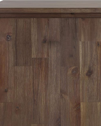 SIMPLIHOME Lowry SOLID ACACIA WOOD and Metal 60 Inch Wide Rectangle Modern Industrial Sideboard Buffet in Rustic Natural Aged Brown, For the Dining Room and Kitchen - LeafyLoom