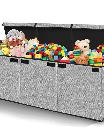 Extra Large Toy Box Chest with Lid, Collapsible Kids Toy Chest Boxes Organizers and Storage for Nursery,Playroom,Office 35.8"x12.6"x16"(Black) - LeafyLoom