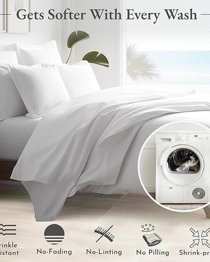 California Design Den Striped Bed Sheets Twin-XL Size, 100% Cotton Sheets Set Luxury 400 Thread Count Sateen, Twin-XL Sheets Printed Pattern (Cape Stripe) - LeafyLoom