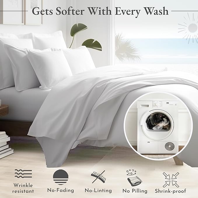 California Design Den 6-Pc King Size Sheet Set with 4 Pillowcases - Soft 400 Thread Count 100% Cotton Sheets, Cooling Sateen Weave, Luxury Deep Pocket Bedsheets Set - Ivory - LeafyLoom