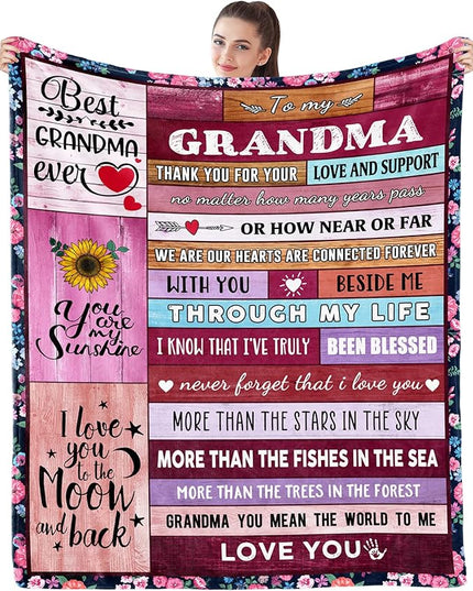 Gifts for Grandma from Grandkids for Grandma from Grandkids Unique Gifts Ideas for Grandma Birthday Gifts for Grandma Travelling Rugs 60x50 inch - LeafyLoom