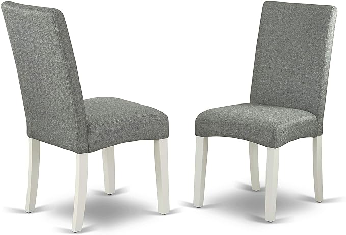 East West Furniture Hartland 5 Piece Room Set includes a Round Kitchen Table with Pedestal and 4 Gray Linen Fabric Parson Dining Chairs, 42x42 Inch, HBDR5-LWH-07 - LeafyLoom