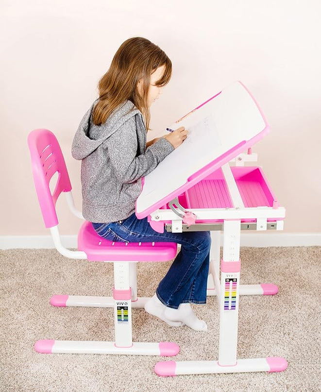 VIVO Height Adjustable Kids Desk Chair, Chair Only, Designed for Interactive Workstation, Universal Children's Ergonomic Seat, Pink, DESK-V201P-CH - LeafyLoom