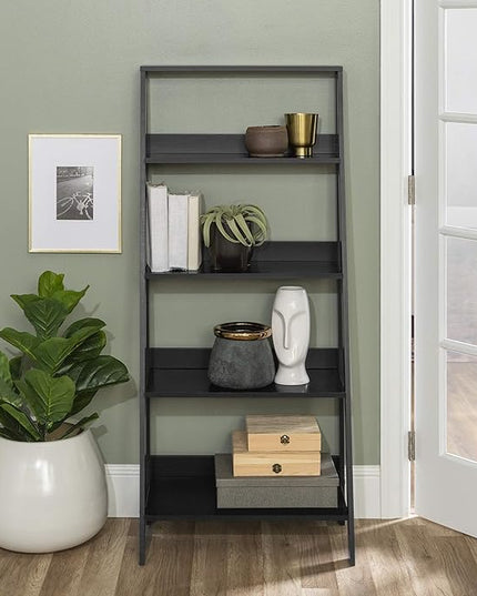 Walker Edison Sophia Modern 4 Shelf Ladder Bookcase , 55 Inch, Black - LeafyLoom
