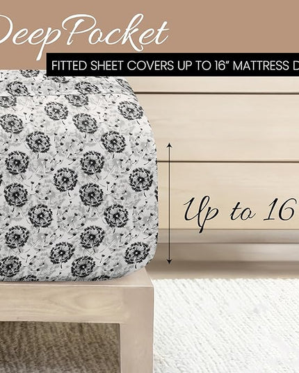 Linen Market 4 Piece California King Bedding Sheet Set (Gray Floral) - Sleep Better Than Ever with These Ultra-Soft & Cooling Bed Sheets for Your Cal King Size Bed - Deep Pocket Fits 16" Mattress - LeafyLoom