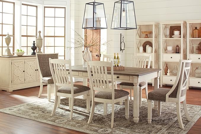 Signature Design by Ashley Bolanburg 20" Upholstered Dining Room Chair, Set of 2, Antique White - LeafyLoom