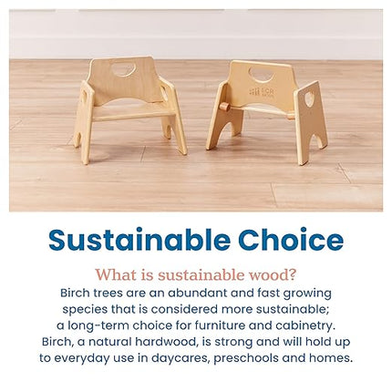 ECR4Kids Stackable Wooden Toddler Chair, 6in, Kids Furniture, Natural, 2-Pack - LeafyLoom