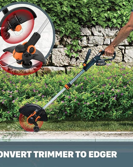 WORX WG509 12 Amp TRIVAC 3-in-1 Electric Leaf Blower with All Metal Mulching System & WG163 GT 3.0 20V PowerShare 12" Cordless String Trimmer & Edger (2 Batteries & Charger Included) - LeafyLoom