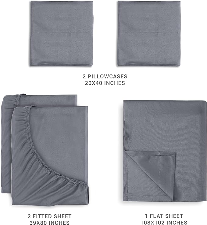 Utopia Bedding Split King Bed Sheets Sets - 5 Piece Bedding - Brushed Microfiber - Shrinkage and Fade Resistant - Easy Care (Split King, Grey) - LeafyLoom