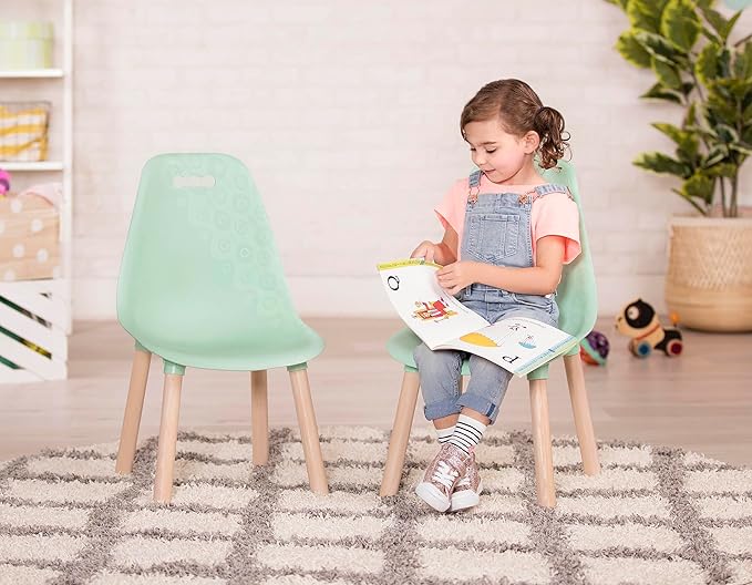 B. toys- B. spaces – Chairs For Kids – 2 Chairs – Wooden Legs - Furniture For Kids – Kid Century Modern: Chair Set - Mint- 3 Years + - LeafyLoom