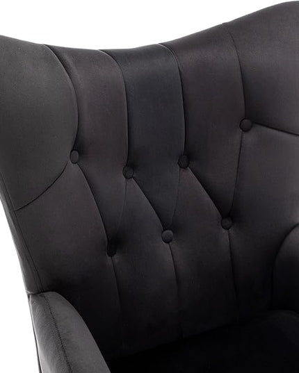 US Pride Furniture Modern Accent Chair with Ergonomic High Wingback, Microfiber Upholstered Armchair with Metal Legs for Living Room, Bedroom, Office or Vanity, Black - LeafyLoom